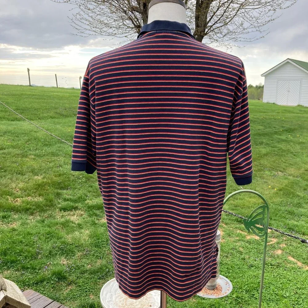 Polo by Ralph Lauren Blue s/s Polo with Red and Yellow Stripes Men's XL